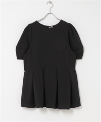 荷葉下襬蓬袖上衣(黑色-one-BLACK)