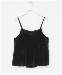 2WAY絲絨細肩帶背心(黑色-one-BLACK)