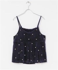 2WAY絲絨細肩帶背心(藏青色刺繡-one-其他藍色)