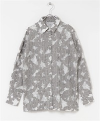 飾縫格紋襯衫(象牙白x黑色-one-其他黑色)