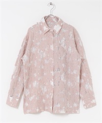 飾縫格紋襯衫(象牙白x粉紅色-one-其他粉色)