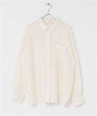 羽毛紗長版襯衫(象牙白-one-IVORY)