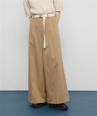 附腰帶寬褲(膚色-one-BEIGE)