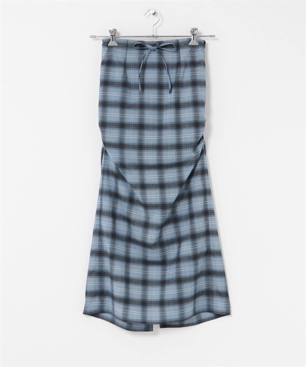 側邊設計格紋裙(藍色-one-其他藍色)