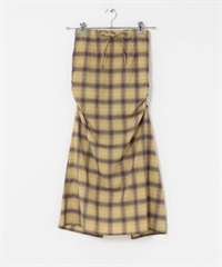 側邊設計格紋裙(黃色-one-其他黃色)
