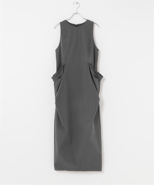 口袋設計繭型洋裝(炭灰色-one-CHARCOAL GRAY)