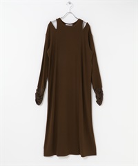 露肩洋裝(棕色-one-BROWN)