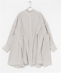 蓬袖打褶迷你洋裝(象牙白x棕色-one-其他白色)