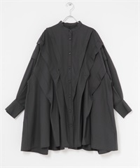 蓬袖打褶迷你洋裝(炭灰色-one-CHARCOAL GRAY)