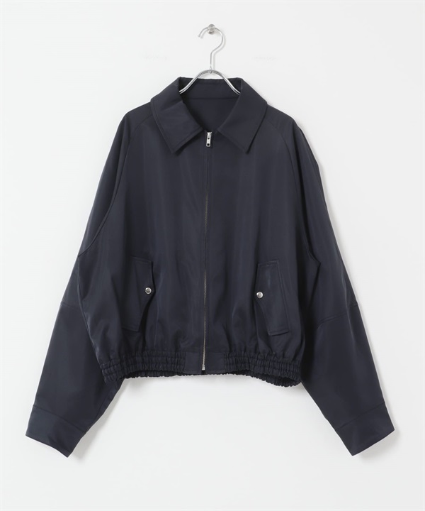 光澤感拉鍊夾克(深藏青-one-其他藍色)