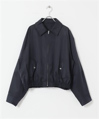 光澤感拉鍊夾克(深藏青-one-其他藍色)