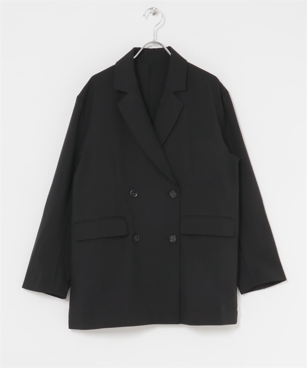 【成套組合】雙排扣西裝外套 × 腰包(黑色-one-BLACK)