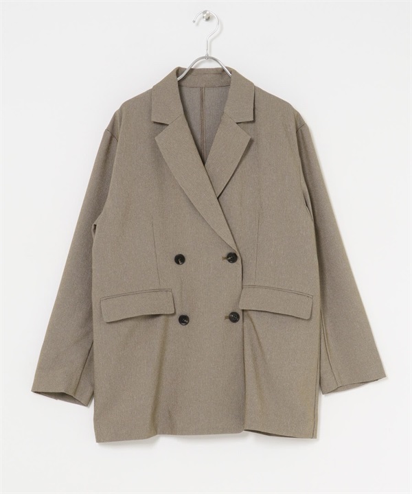 【成套組合】雙排扣西裝外套 × 腰包(棕色細格紋-one-其他棕色)