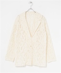 雪尼爾蕾絲西裝外套(象牙白-one-IVORY)
