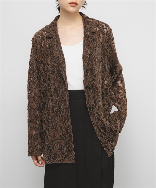 雪尼爾蕾絲西裝外套