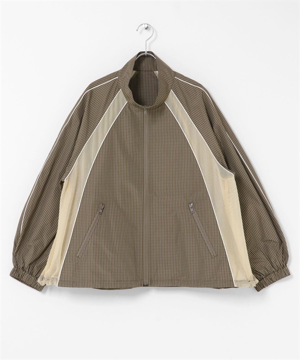 格紋拉鍊夾克(卡其綠-one-其他綠色)