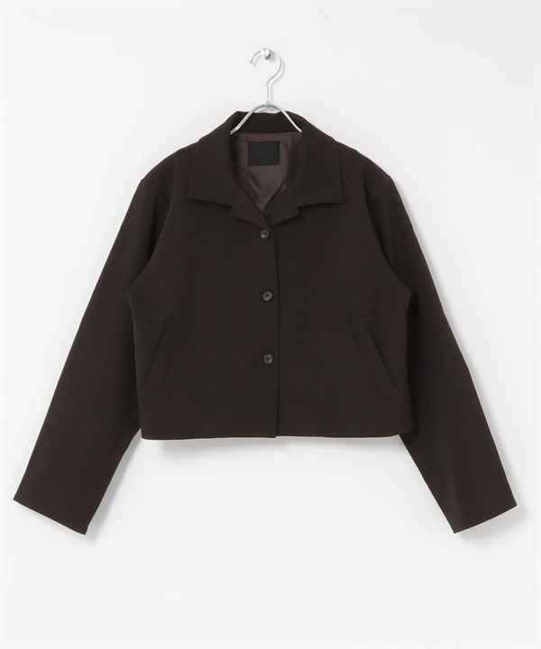 箱型剪裁短版夾克(深棕色-one-DARK BROWN)