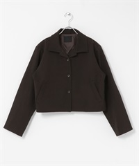 箱型剪裁短版夾克(深棕色-one-DARK BROWN)