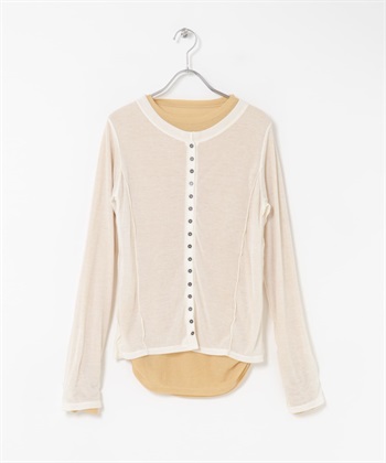 配色層次上衣(米色x黃色-one-其他白色)