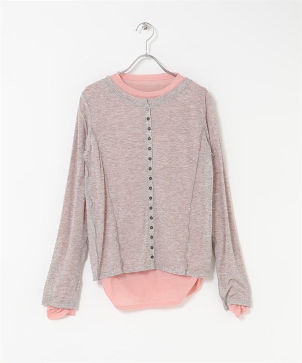 配色層次上衣(灰色x粉紅色-one-其他灰色)