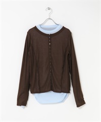 配色層次上衣(棕色x藍色-one-其他棕色)