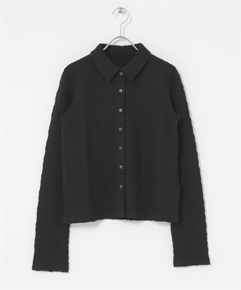 凹凸感緹花襯衫(黑色-one-BLACK)