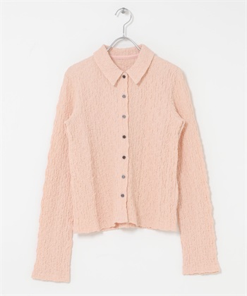 凹凸感緹花襯衫(粉紅色-one-PINK)