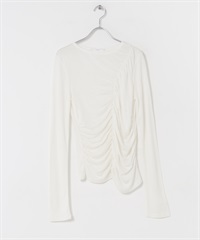 不對稱垂墜T恤(米色-one-OFF WHITE)