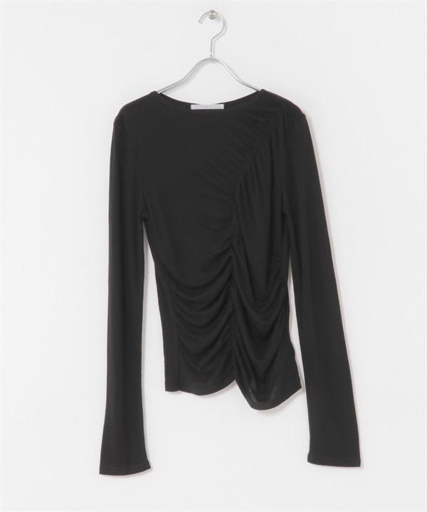 不對稱垂墜T恤(黑色-one-BLACK)