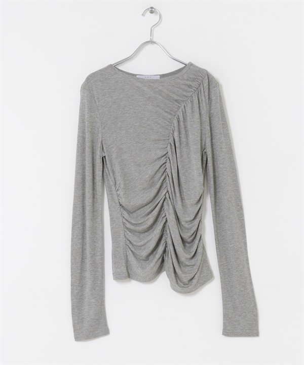 不對稱垂墜T恤(淺灰色-one-其他灰色)