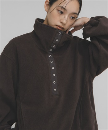 半開壓扣刷毛套衫