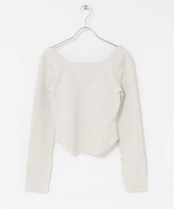 露背設計附罩杯長袖T恤(燕麥色-one-OATMEAL)