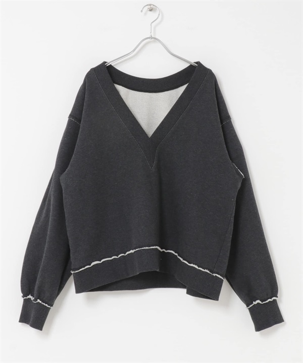 2WAY寬鬆休閒上衣(炭灰色-one-CHARCOAL GRAY)