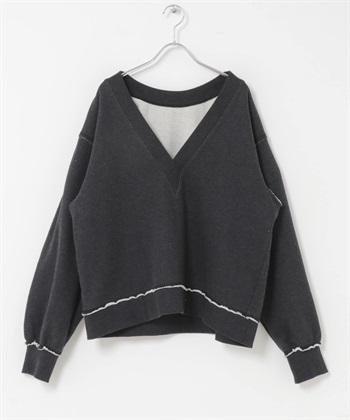 2WAY寬鬆休閒上衣(炭灰色-one-CHARCOAL GRAY)