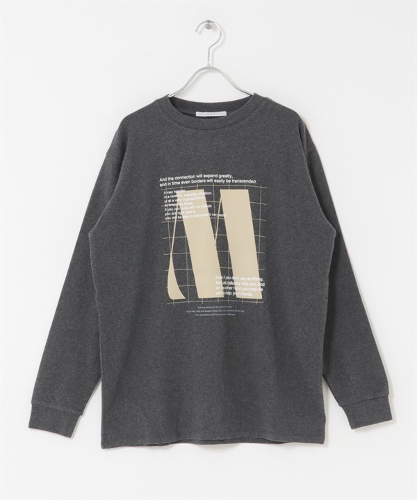 寬鬆印花T恤(炭灰色-one-CHARCOAL GRAY)