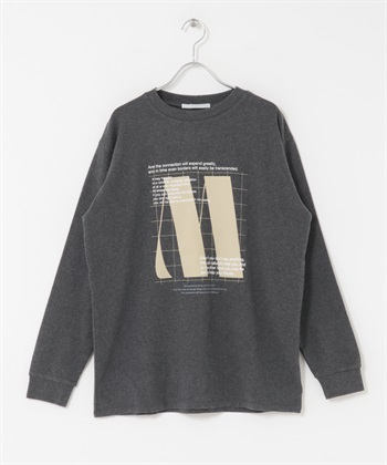 寬鬆印花T恤(炭灰色-one-CHARCOAL GRAY)