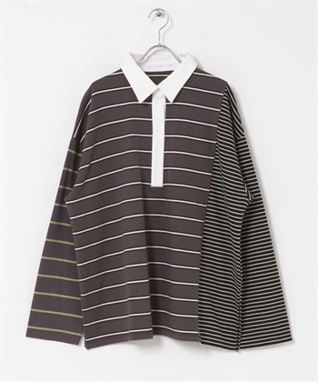 寬版橄欖球衫(炭灰色x黑色-one-其他黑色)