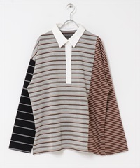 寬版橄欖球衫(灰色x棕色-one-其他棕色)