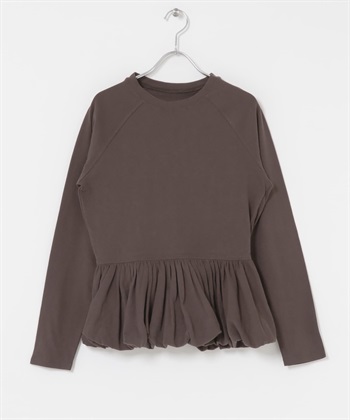 蜜桃絨下襬氣球剪裁上衣(棕色-one-BROWN)