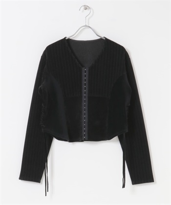 雪尼爾紗緹花開襟衫(黑色-one-BLACK)