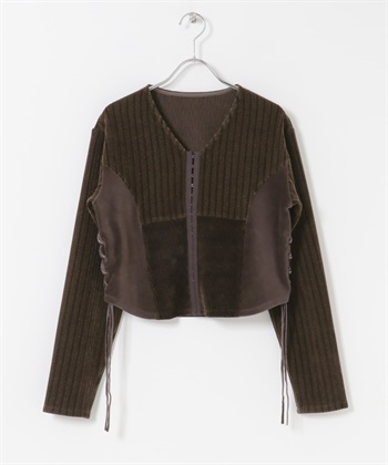 雪尼爾紗緹花開襟衫(棕色-one-BROWN)