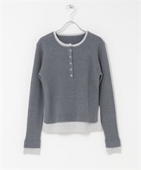 層次感亨利領針織衫(炭灰色x淺灰色-one-其他灰色)