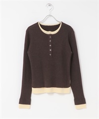 層次感亨利領針織衫(棕色x黃色-one-其他棕色)