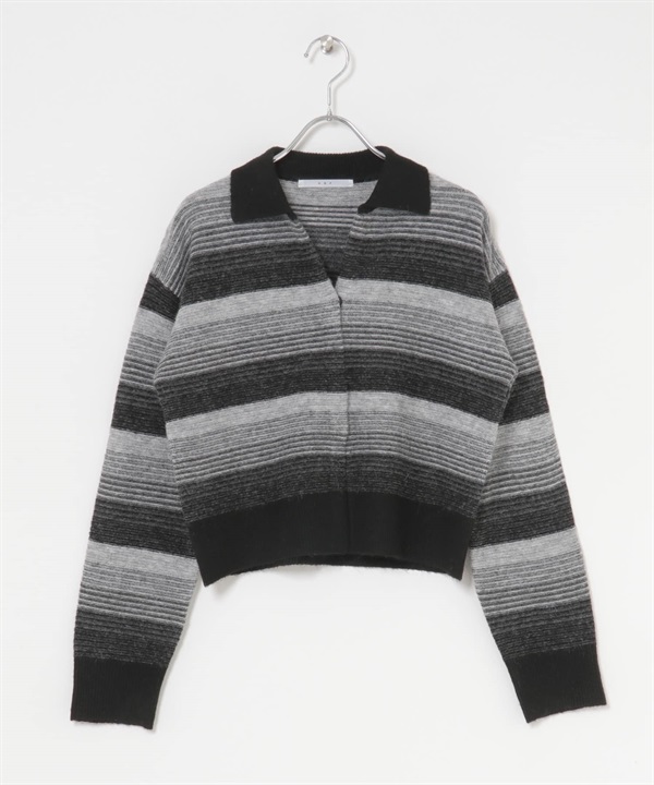 漸層橫紋開襟衫(黑色混色-one-其他黑色)