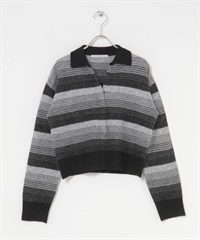 漸層橫紋開襟衫(黑色混色-one-其他黑色)