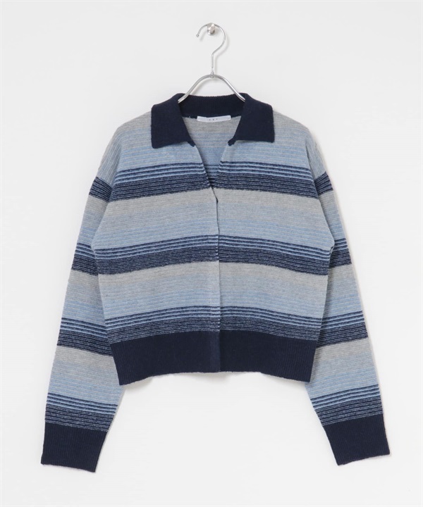 漸層橫紋開襟衫(藏青色混色-one-其他藍色)