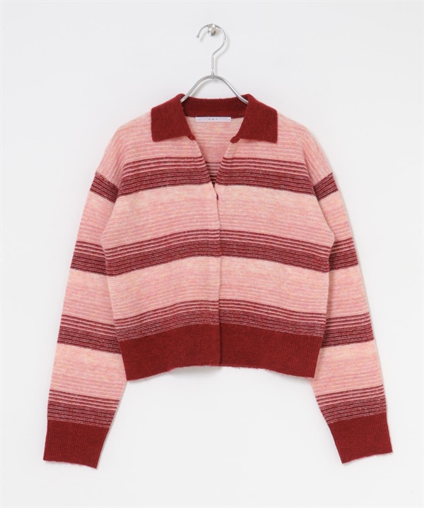 漸層橫紋開襟衫(紅色混色-one-其他紅色)