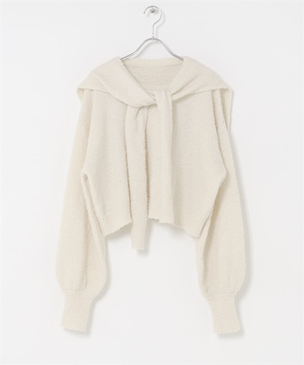 披肩層次感針織衫(米色-one-OFF WHITE)