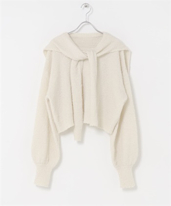 披肩層次感針織衫(米色-one-OFF WHITE)