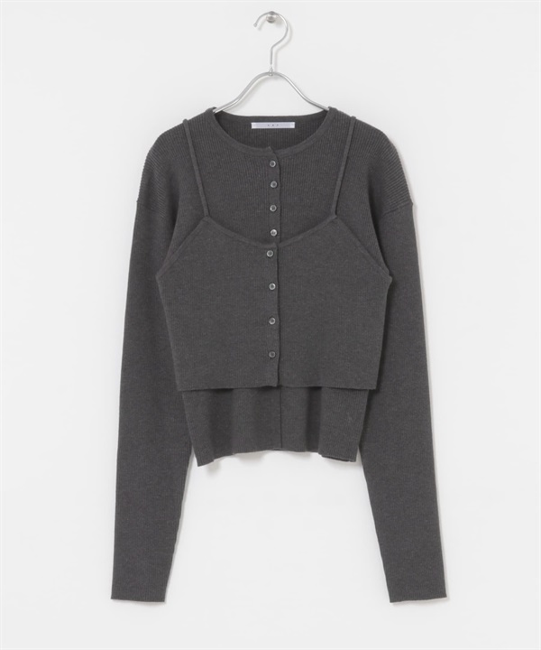 【成套組合】針織背心 × 針織衫(炭灰色-one-CHARCOAL GRAY)